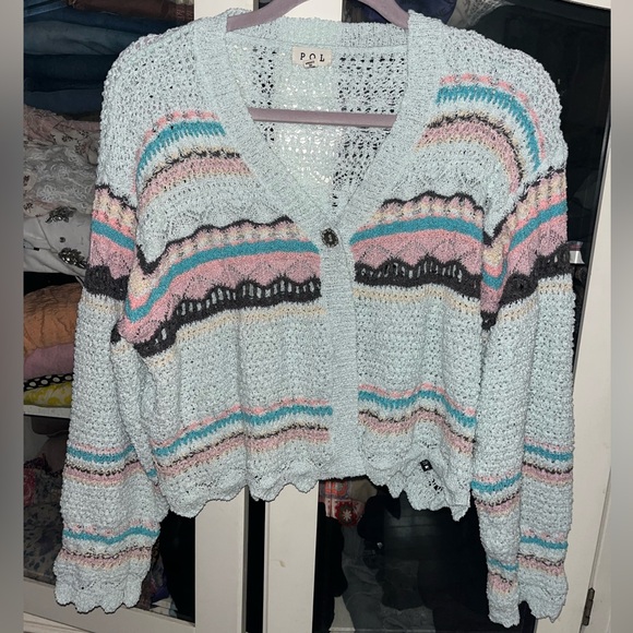 POL Light Green Crochet Sweater - Picture 5 of 7